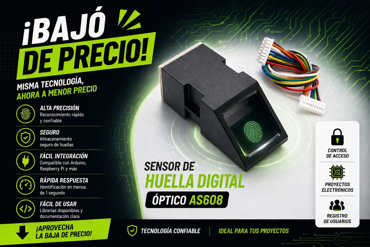 Sensor De Huella Digital &Oacute;ptico As608
